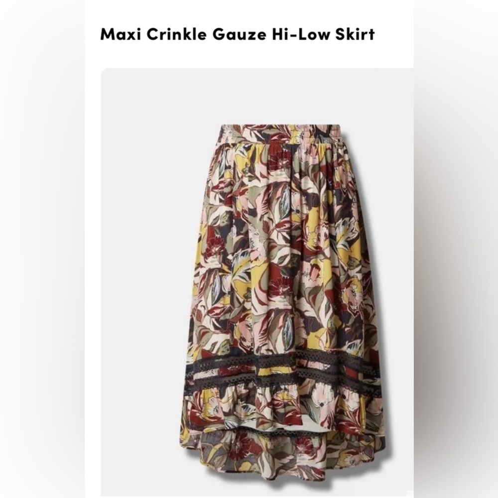 Torrid Floral Boho High Low Maxi Skirt 1 L XL - Picture 3 of 7